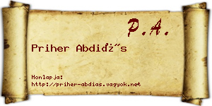 Priher Abdiás névjegykártya